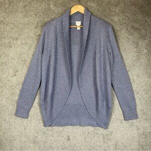 Chico’s Cardigan Womens 1 Purple Metallic Long Sleeve Open Front Knit- 3967